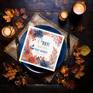 Serviette En Papier Bleu   Terracotta Oh Boy Fall Baby shower Floral