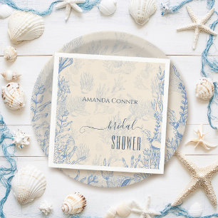 Serviette En Papier Bleu toile Fête des mariées océanique