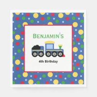 Bleu Train Engine et Charbon Voiture Anniversaire