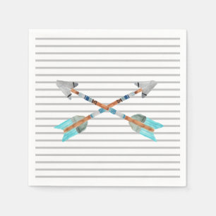Serviette En Papier Bleu tribal sauvage une fête d'anniversaire
