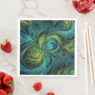 Serviette En Papier Bleu vert AI Motif fractal