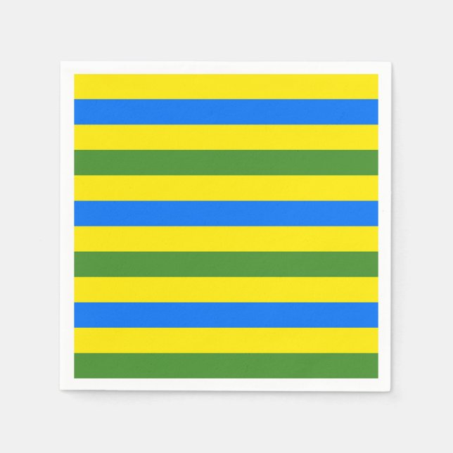 Serviette En Papier Bleu vert et jaune (Devant)