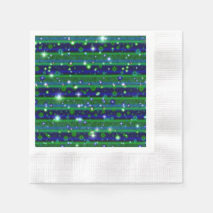 Serviette En Papier Bleu vert rayures avec étoiles et Raindrops