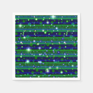 Serviette En Papier Bleu vert rayures avec étoiles et Raindrops