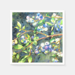 Serviette En Papier Bleuets, fruit romantique Peinture d'aquarelle