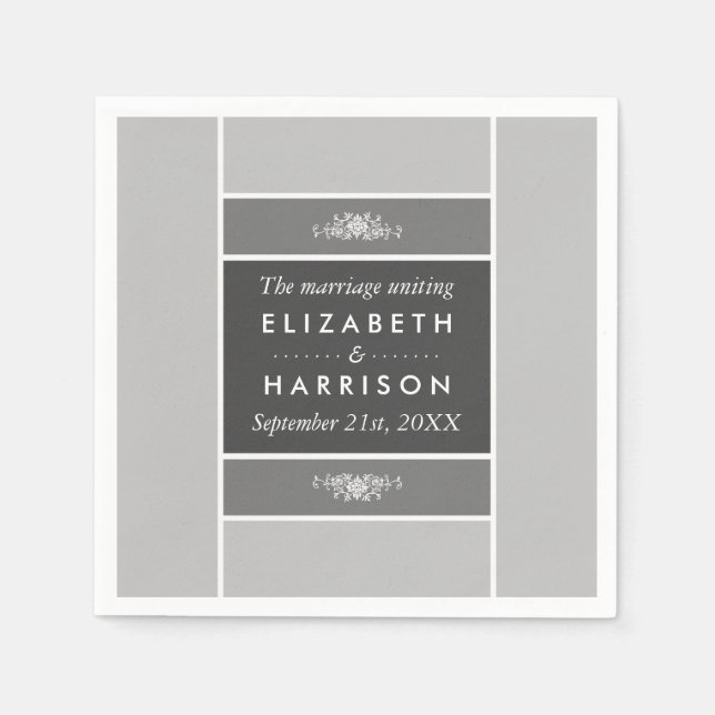 Serviette En Papier Bloc Pastel moderne - Gris Siver - Mariage (Devant)