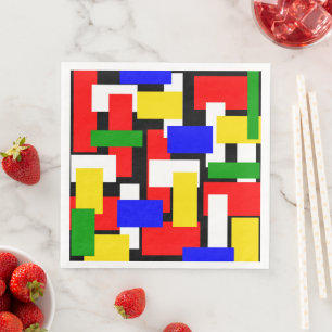 Serviette En Papier Blocs rouge, jaune, noir, bleu et vert