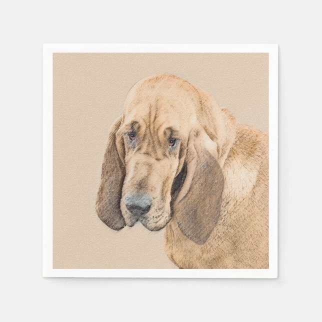 Serviette En Papier Bloodhound Peinture - Joli chien d'origine art (Devant)