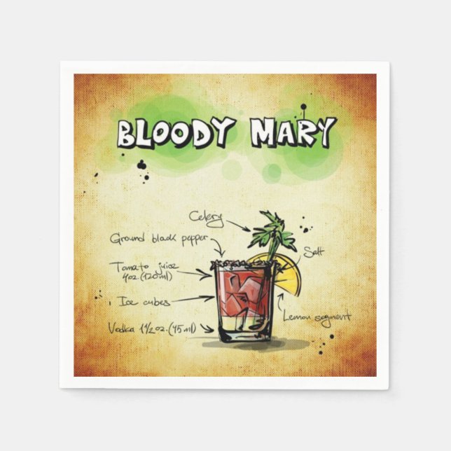 Serviette En Papier Bloody Mary Bartender Drink Recette (Devant)