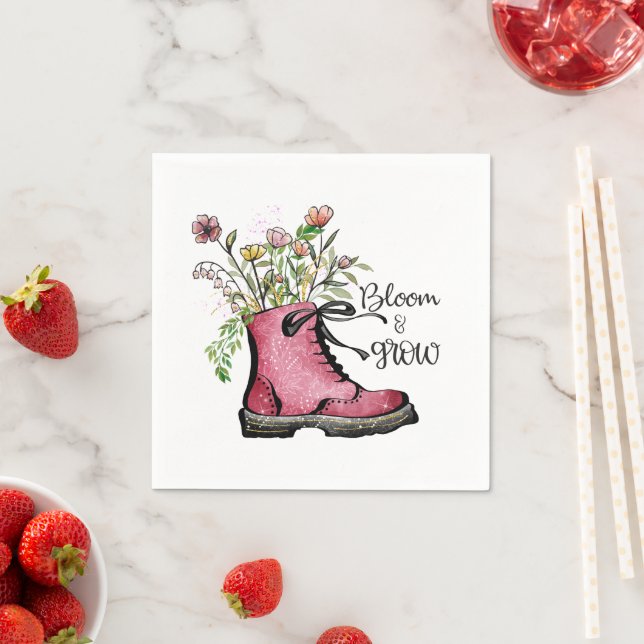 Serviette En Papier Bloom et croissance des devis fleurs sauvages (En situation)