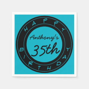 Serviette En Papier Blue 35th Birthday Party Papier personnalisé Napk