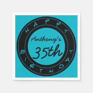 Serviette En Papier Blue 35th Birthday Party Papier personnalisé Napki