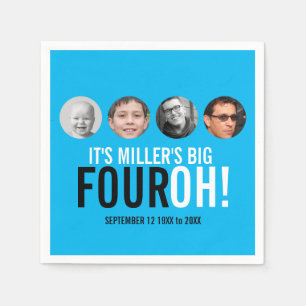 Serviette En Papier Blue 40th Four OH! photo quarantième anniversaire