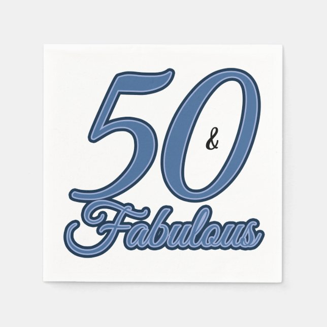 Serviette En Papier Blue 50 et Fabulous 50th Birthday Party (Devant)