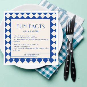 Serviette En Papier Blue and Cream Retro Bold Fun Fun Fun Fun Mariage
