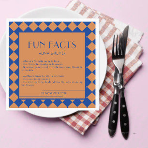 Serviette En Papier Blue and Mustard Retro Bold Fun Fun Fun Mariage