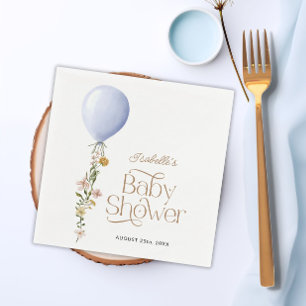 Serviette En Papier Blue Balloon Floral Boy Baby shower thème Papier