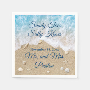 Serviette En Papier Blue Beach Waves Sandy Toes