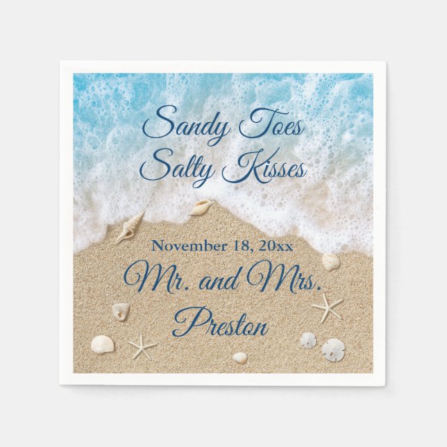 Serviette En Papier Blue Beach Waves Sandy Toes (Devant)