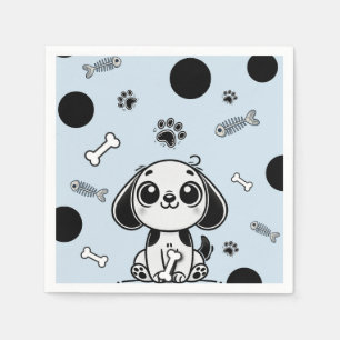 Serviette En Papier Blue & Black Fish Bones Chien Chien Chien Chien Ch