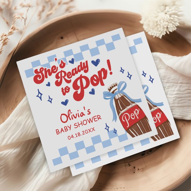 Serviette En Papier Blue Bow She's Ready to Pop Baby Shower (Créateur téléchargé)