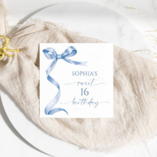 Serviette En Papier Blue Bow Sweet 16 Anniversaire