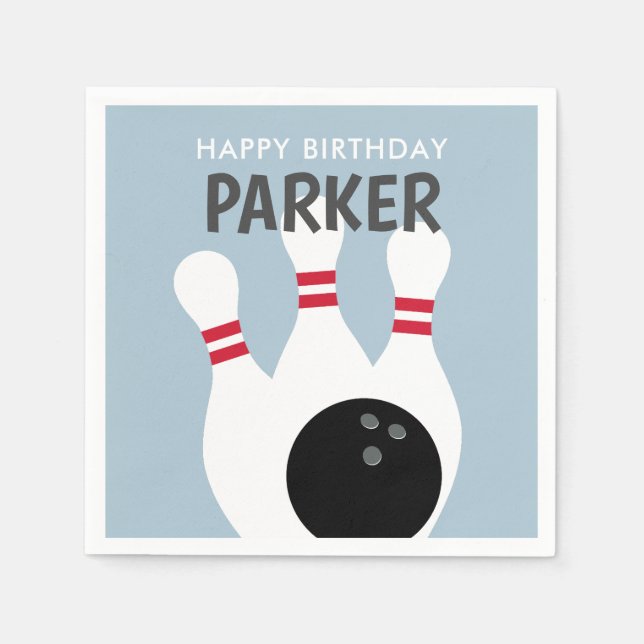 Serviette En Papier Blue Boy Bowling Anniversaire (Devant)