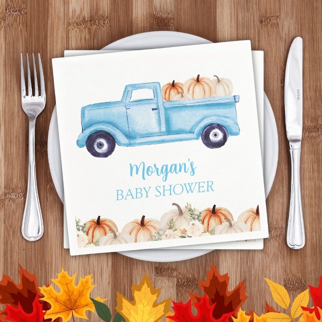 Serviette En Papier Blue Boy Little Citrouille Cute Baby shower (Créateur téléchargé)
