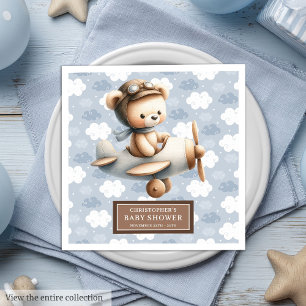 Serviette En Papier Blue Brown Teddy Bear Pilote de serviettes pour bé