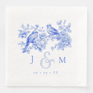 Serviette En Papier Blue Chinoiserie Inséparables Vintages Mariage