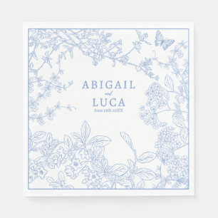 Serviette En Papier Blue Chinoiserie Toile de Jouy Mariage Date de sau