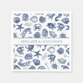 Serviette En Papier Blue Coastal Wedding Paper Napkin