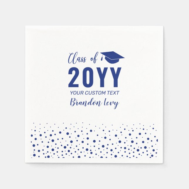 Serviette En Papier Blue Confetti Classe de l'année Graduation Party (Devant)
