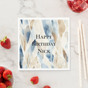 Serviette En Papier Blue Cream Sea Sand Ocean Serenity Anniversaire
