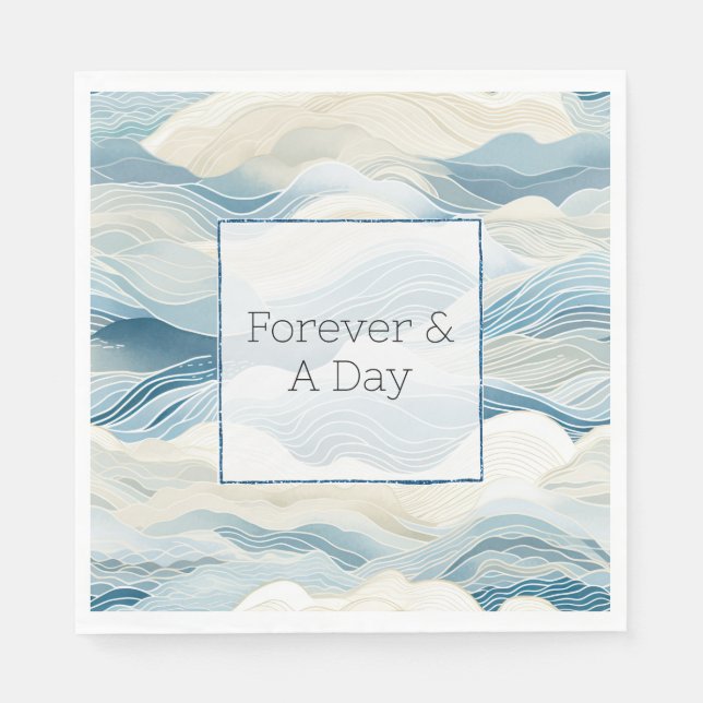 Serviette En Papier Blue Cream Sea Sand Ocean Waves Beach (Devant)