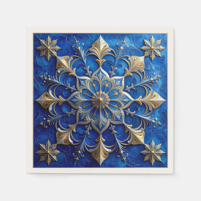Serviette En Papier Blue Decorative Holiday Napkin (Devant)