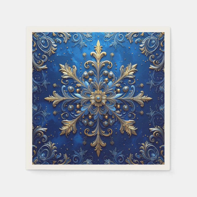 Serviette En Papier Blue Decorative Holiday Napkin (Devant)