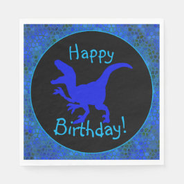Serviette En Papier Blue Dinosaur Hide Happy Birthday!
