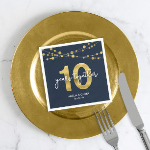 Serviette En Papier Blue Elegant Lights 10ème anniversaire de Mariage