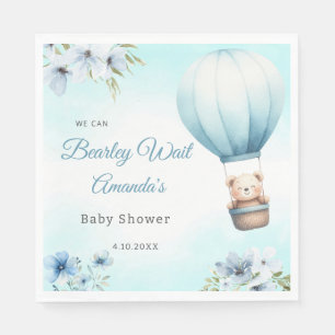 Serviette En Papier Blue Floral Boho Teddy Bear garçon baby shower