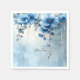 Serviette En Papier Blue Flowers and Pearls