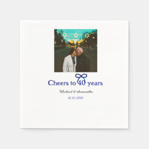 Serviette En Papier Blue g bow salue à 40 ans mariage