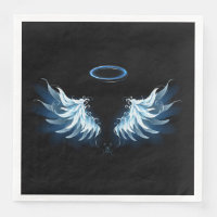 Blue Glowing Angel Wings on black background