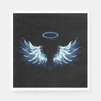 Blue Glowing Angel Wings on black background