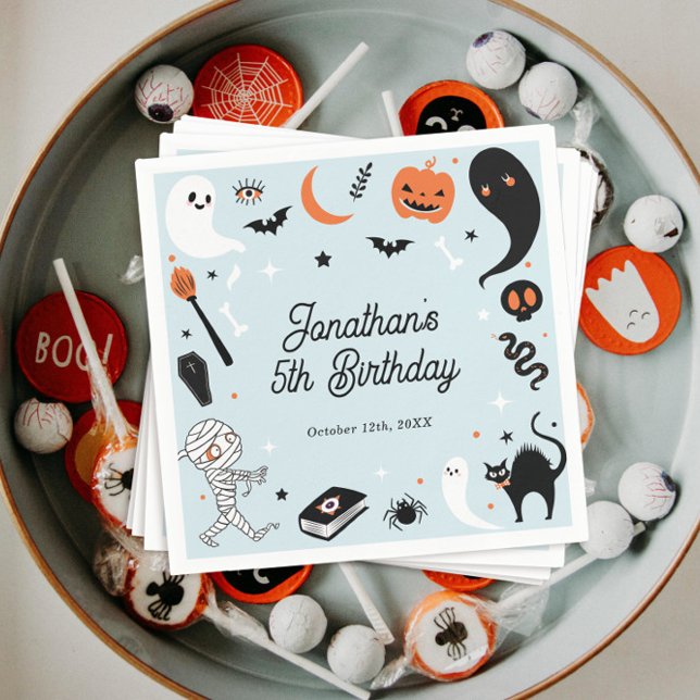 Serviette En Papier Blue Halloween Boy Birthday Party (Créateur téléchargé)