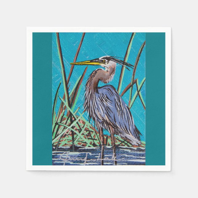 Serviette En Papier Blue Heron Malheur Bird Refuge Napkins (Devant)