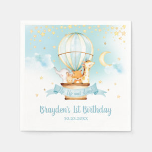 Serviette En Papier Blue Hot Air Balloon Animaux Anniversaire