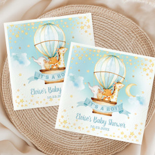 Serviette En Papier Blue Hot Air Balloon mignonne Animaux Baby shower 