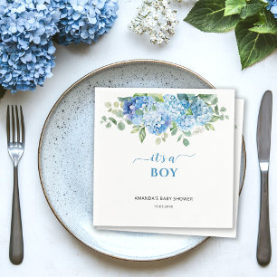 Serviette En Papier Blue Hydrangea C'est un Baby shower garçon