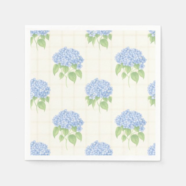 Serviette En Papier Blue Hydrangea Garden Party Cocktail Napkins (Devant)